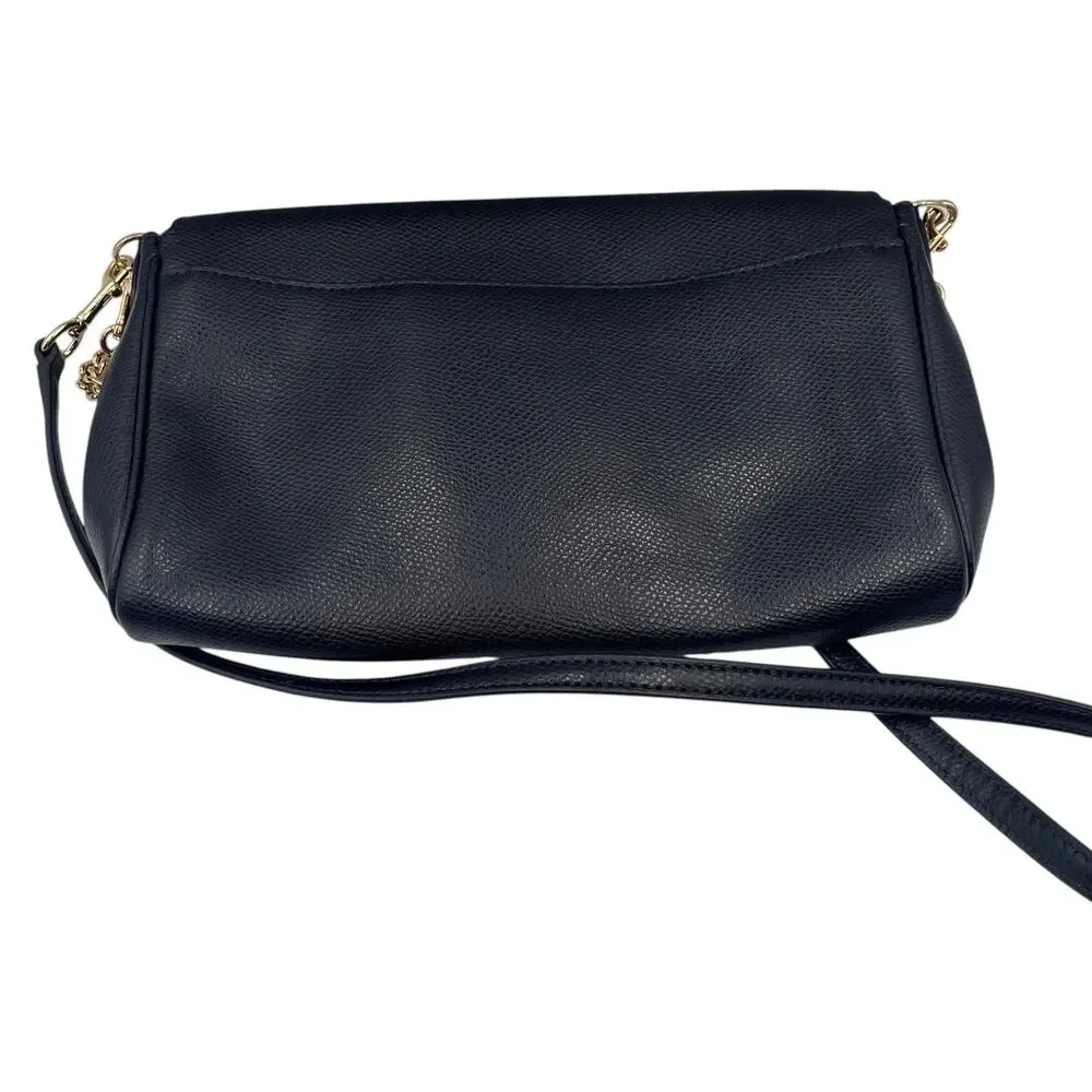 Coach Crossbody Bag Shoulder Bag Ruby Leather Chain Strap Turn Lock Black